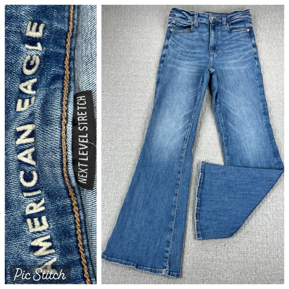 American Eagle Bootcut Flare Jeans Women 6 Blue Super Hi-Rise Next Level Stretch